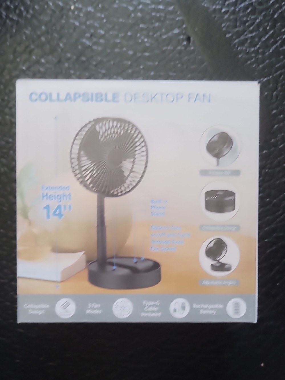 Black Portable Collapsible Desktop Cooling Fan